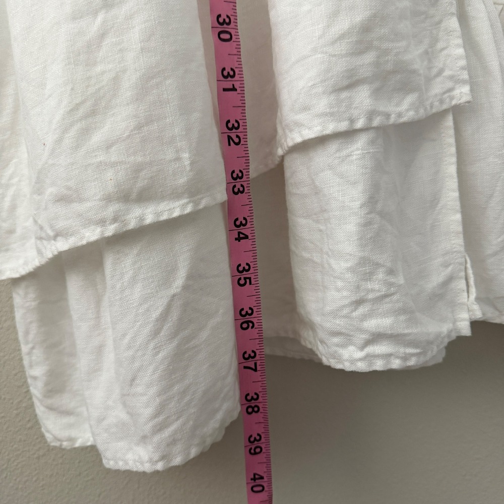 MEDITERRANEA Women Linen Shirt Dress Coastal Lagenlook Boho Ruffle Hem Large - Picture 6 of 8